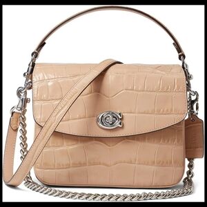 $430 Beige Nude Coach Croc Cassie shoulder crossbody bags purse handbag